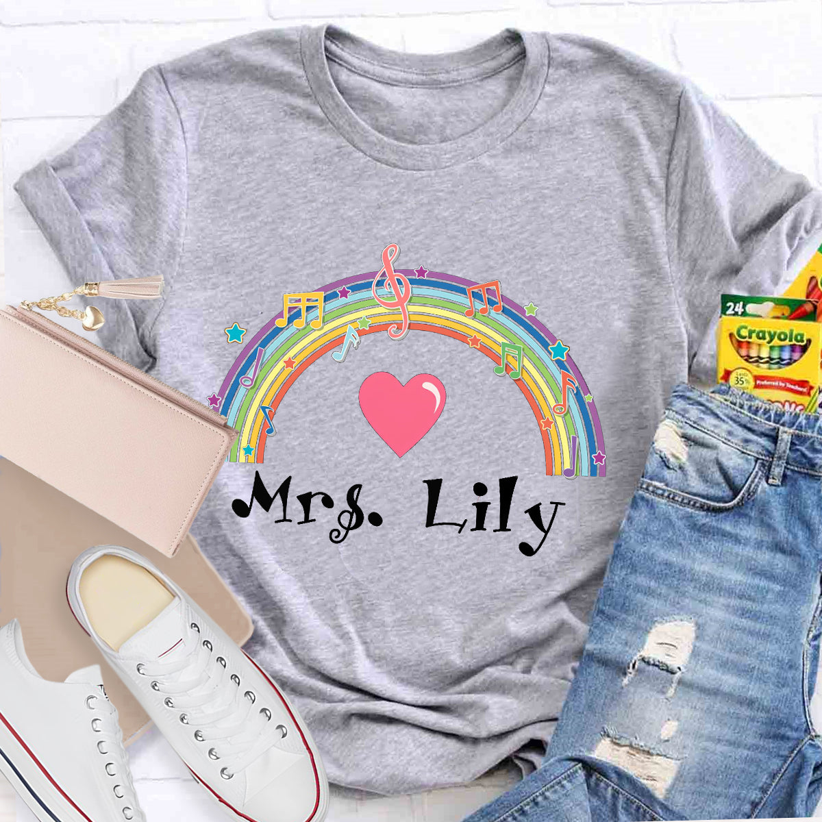 Personalized Music Teacher Name Rainbow T-Shirt
