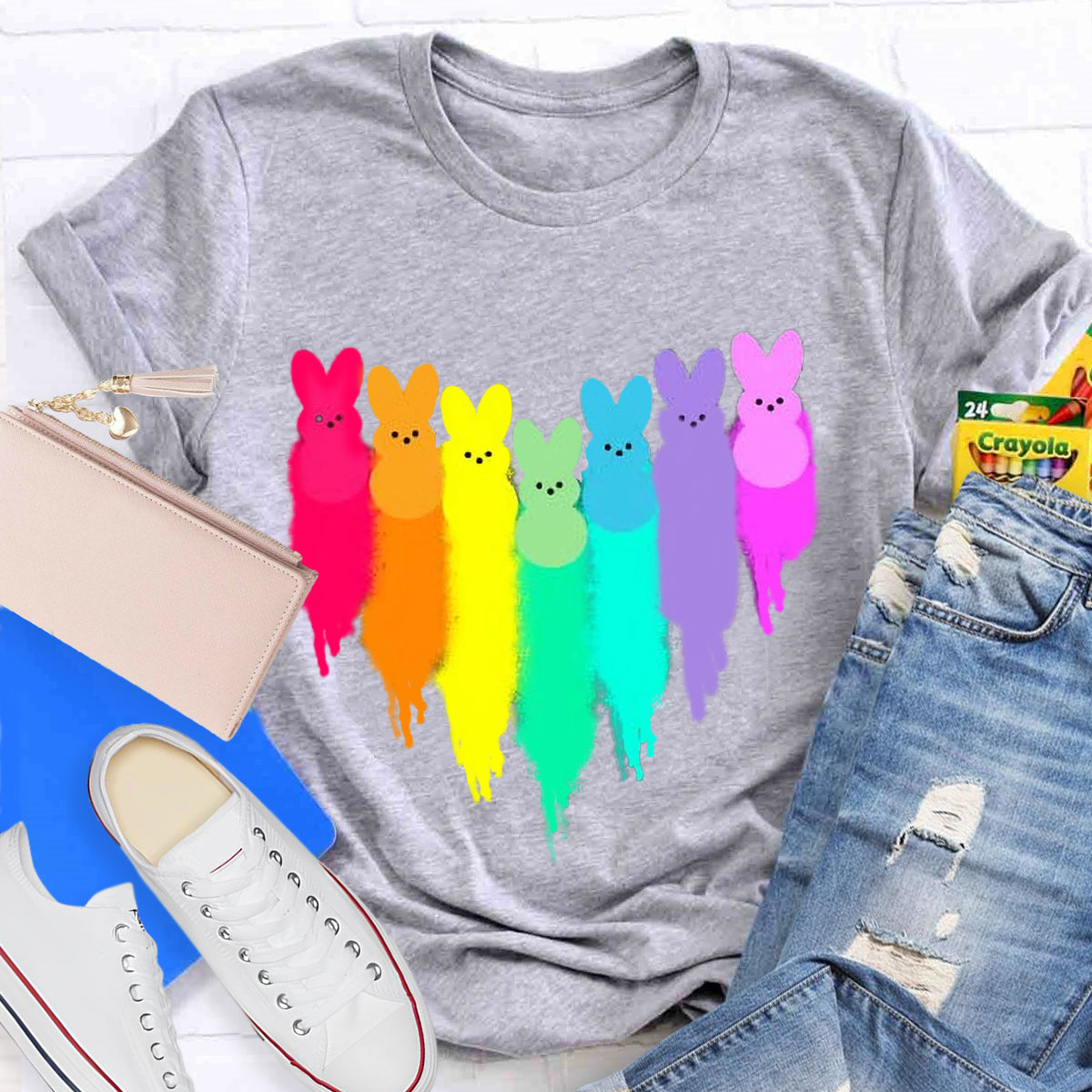 Colorful Easter Peeps Heart T-Shirt