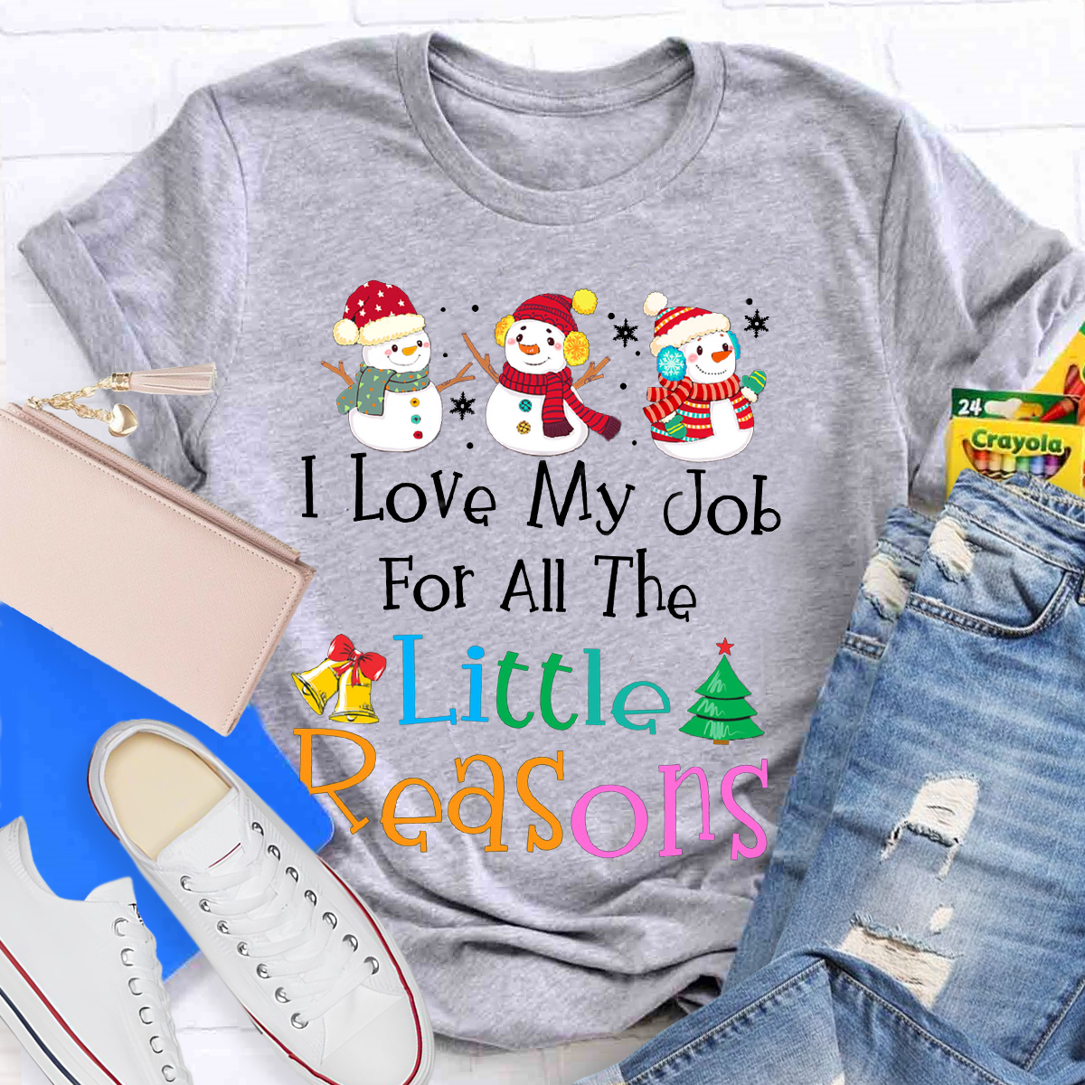 I Love My Job For Little Reasons Christmas Teacher T-Shirt