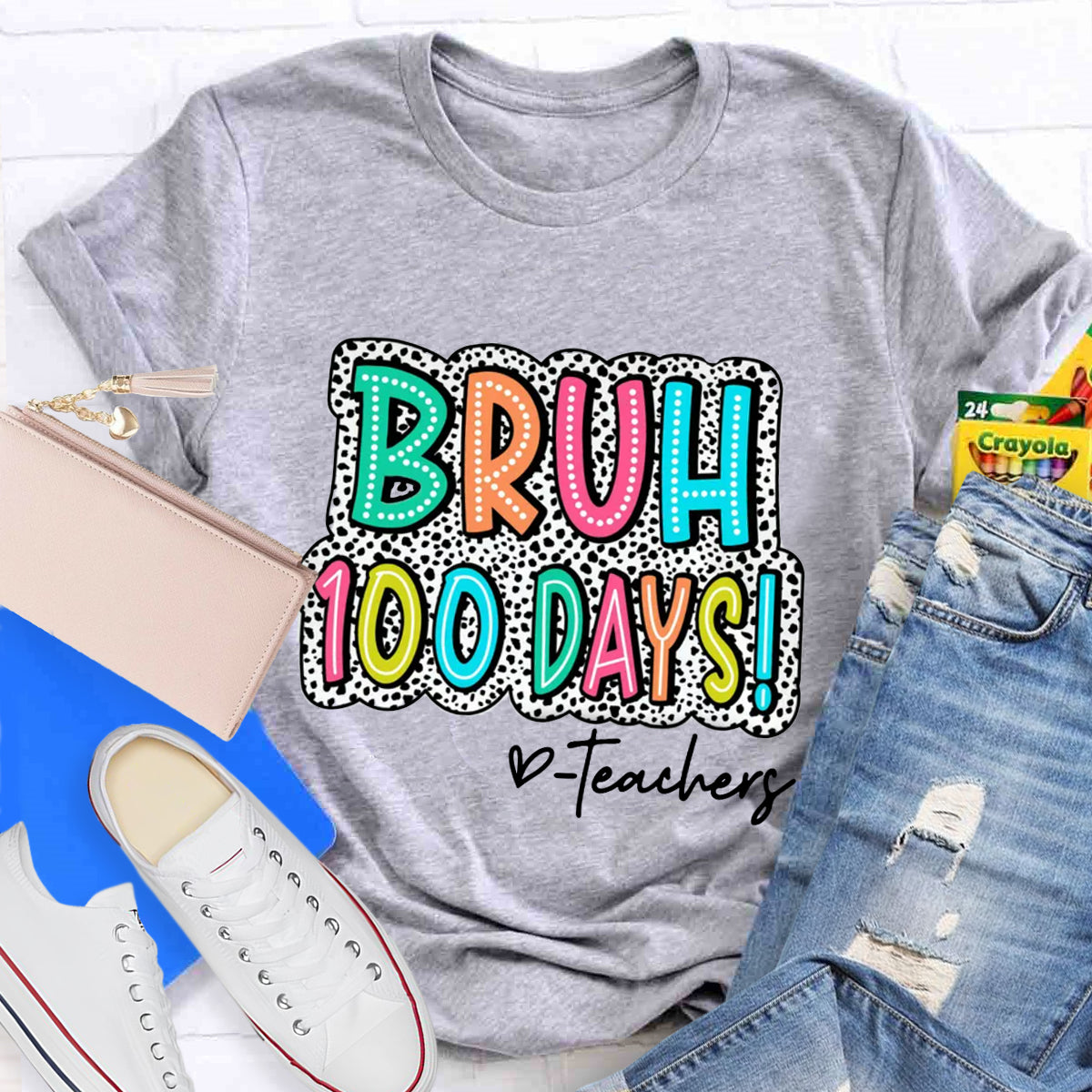 Personalized Text Bruh 100 Days Teachers T-Shirt