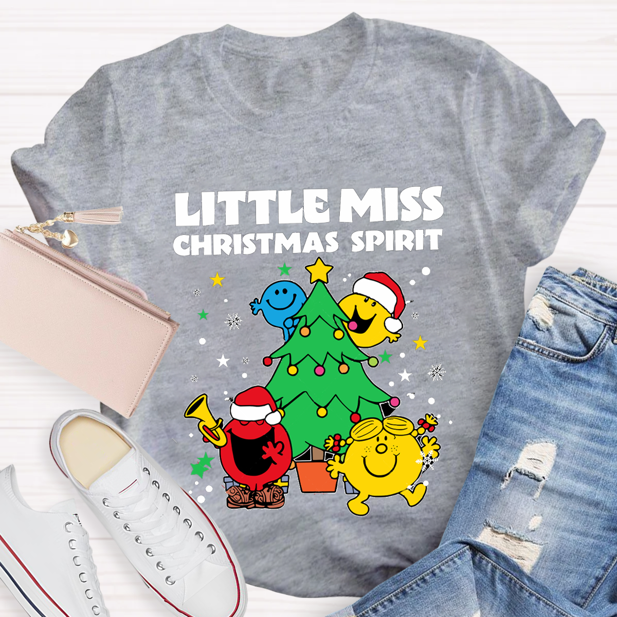 Little Miss Christmas Spirit Teacher T-Shirt