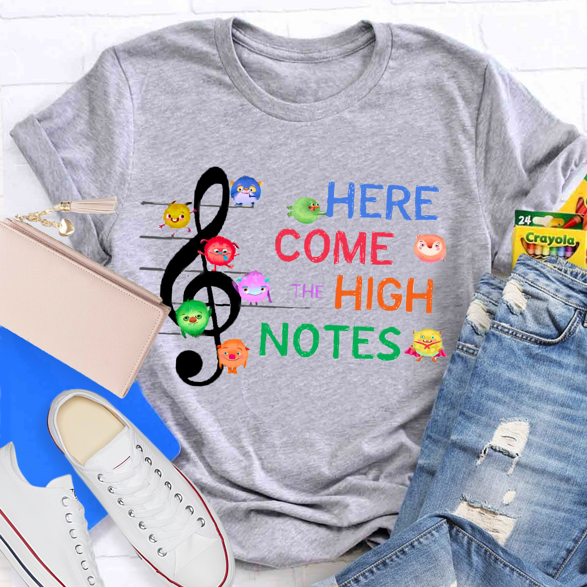 Here Come The High Notes Music Teacher T-Shirt