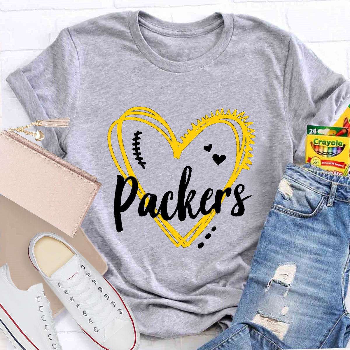 Personalized Mascot Yellow Heart Teacher T-Shirt