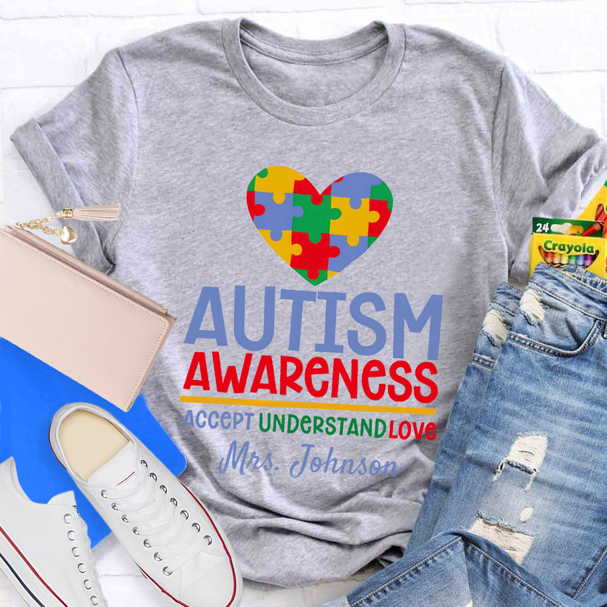 Personalized Autism Awareness Accept Understand Love Teacher T-Shirt