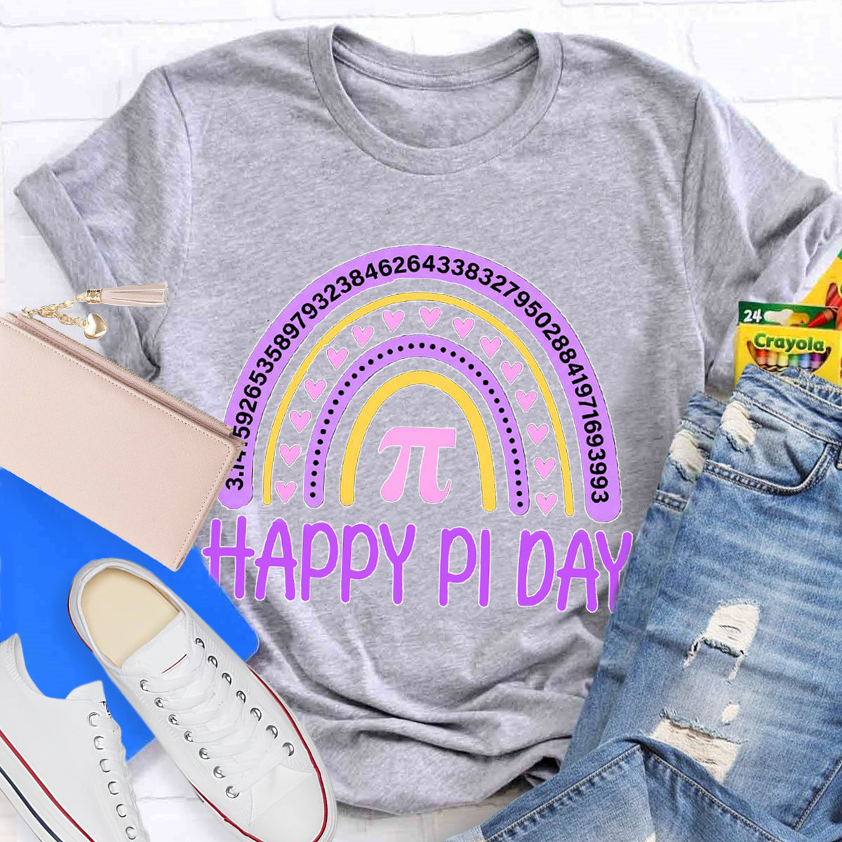 Happy Pi Day Purple Rainbow T-Shirt