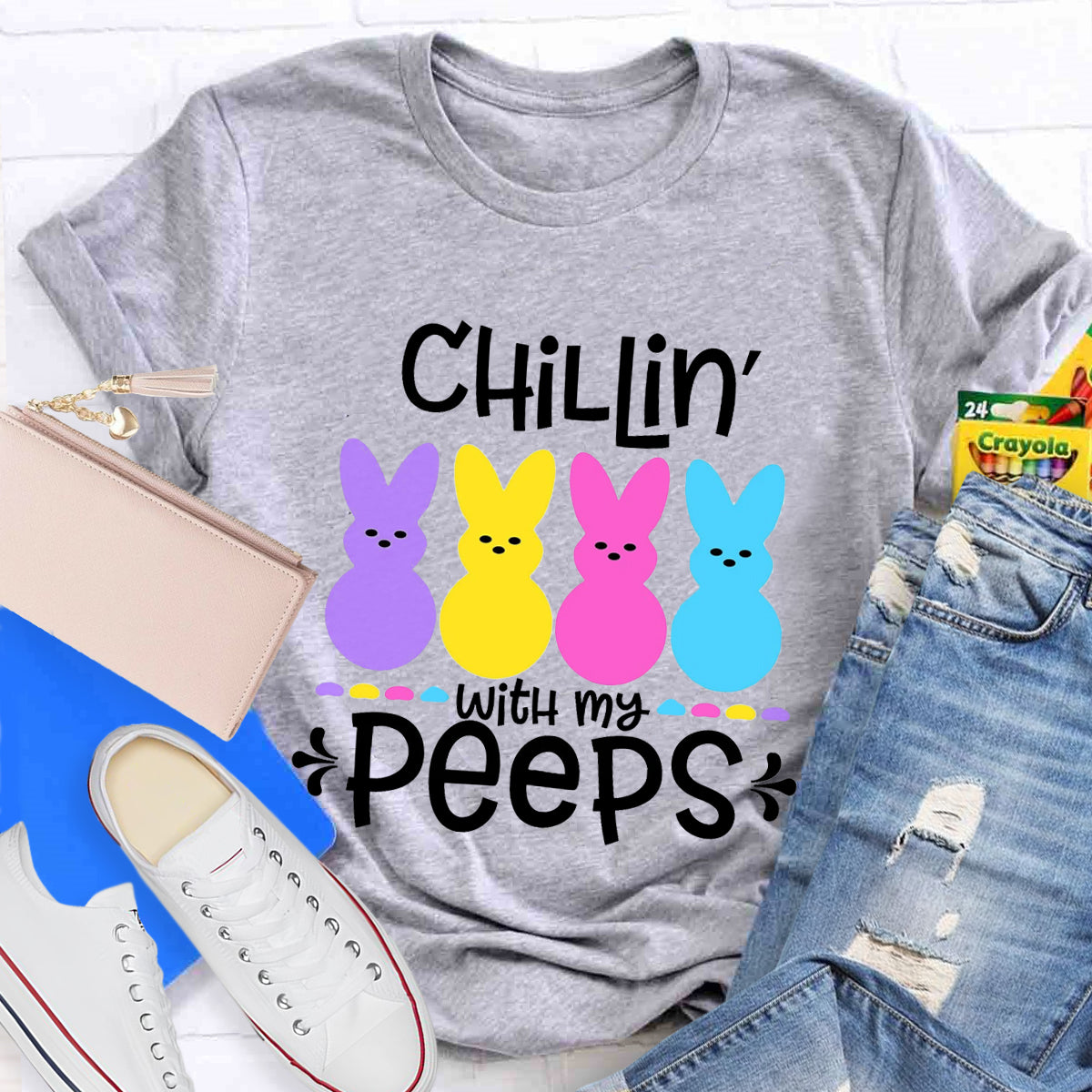 Chilling With My Peeps Easter Bunny T-Shirt