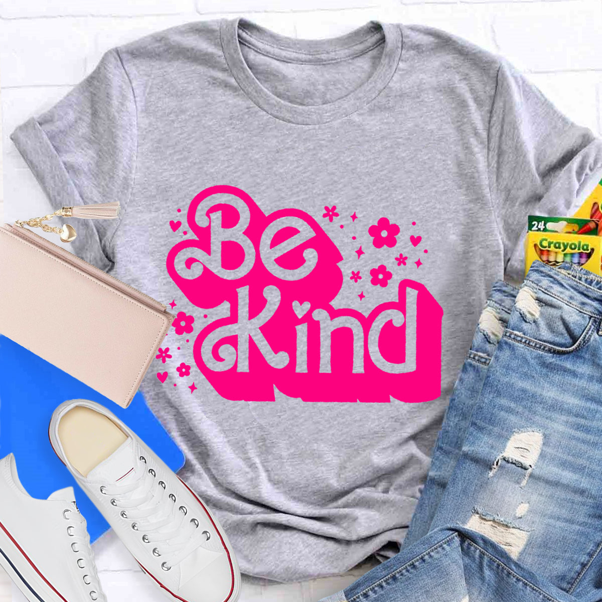 Be Kind Pink Flower Teacher T-Shirt