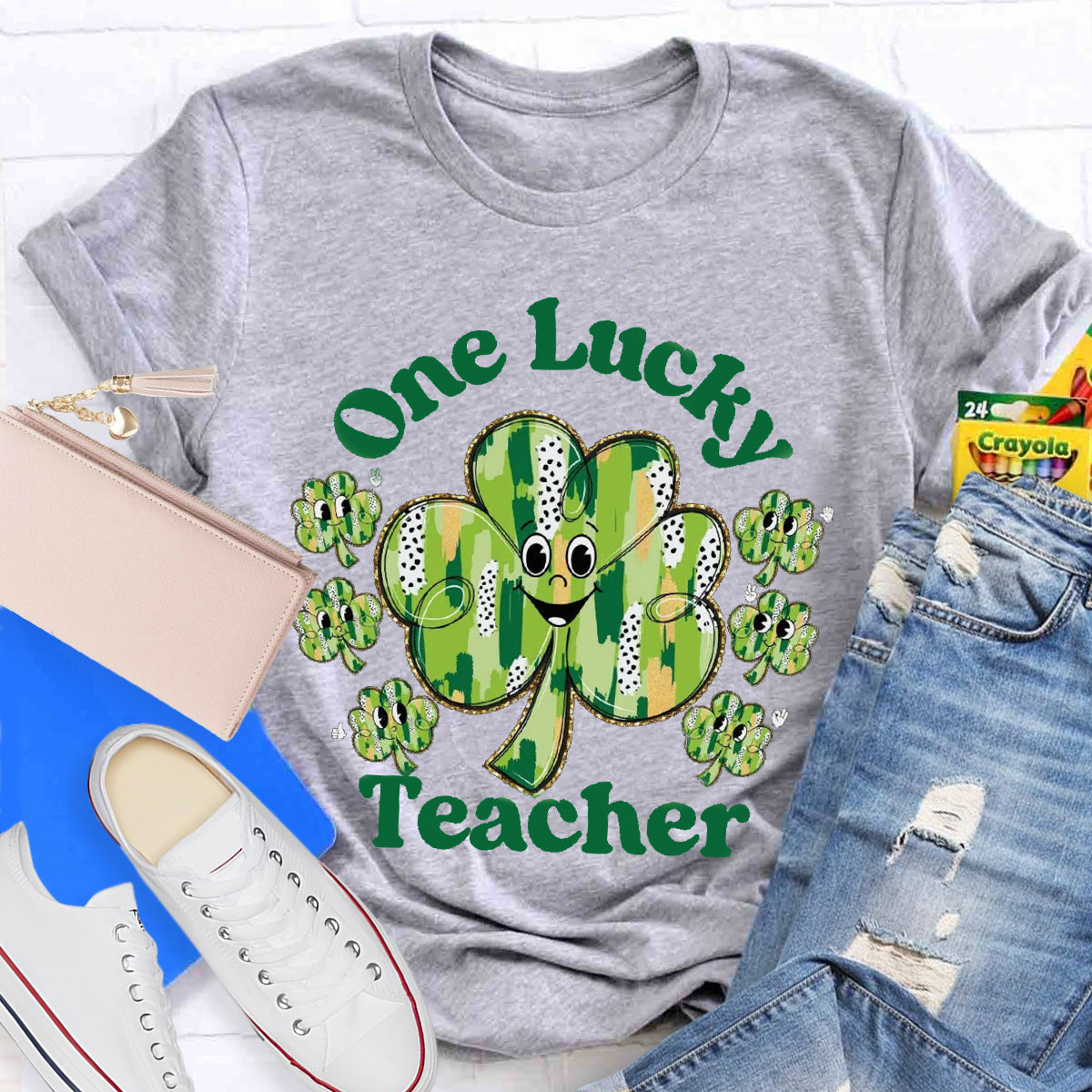 One Lucky Teacher Funny Shamrock T-Shirt