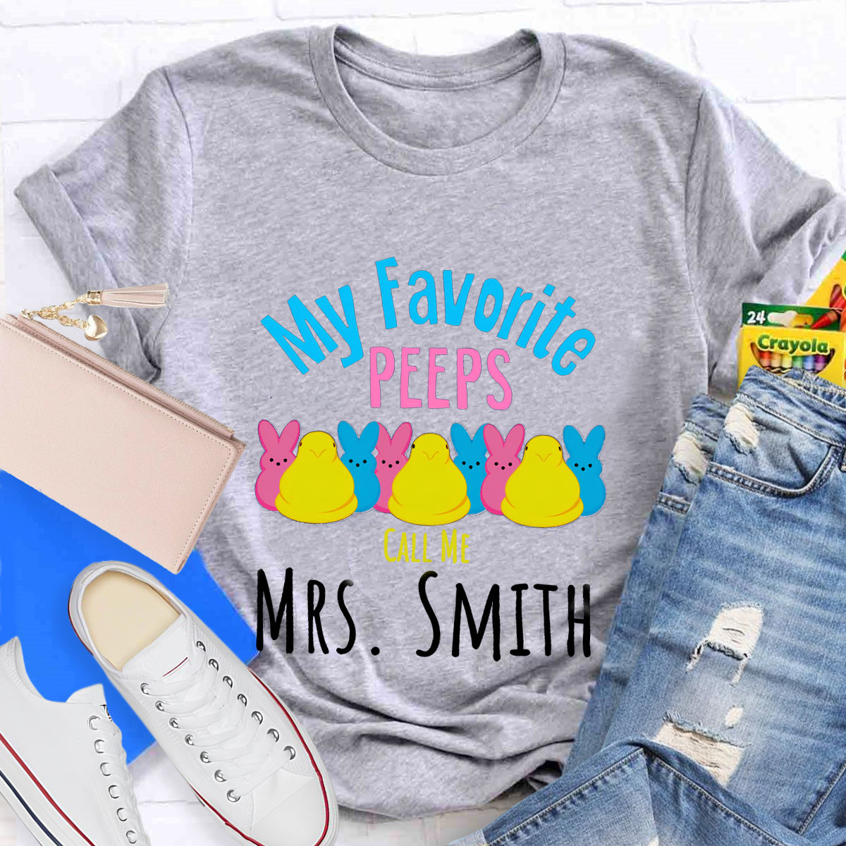 Personalized Name My Favorite Peeps Call Me Teacher T-Shirt