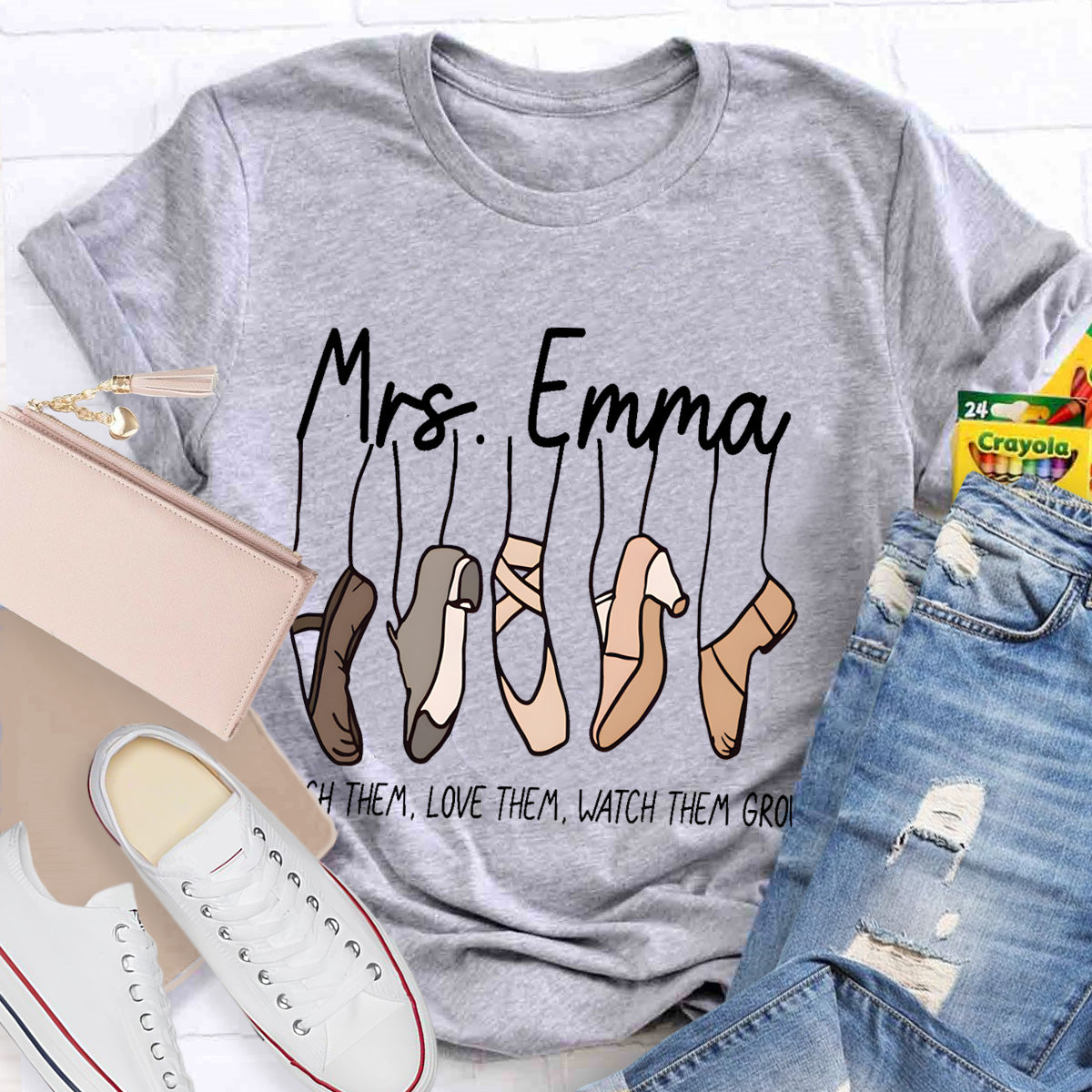 Personalized Name Watch Them Grow Teacher T-Shirt