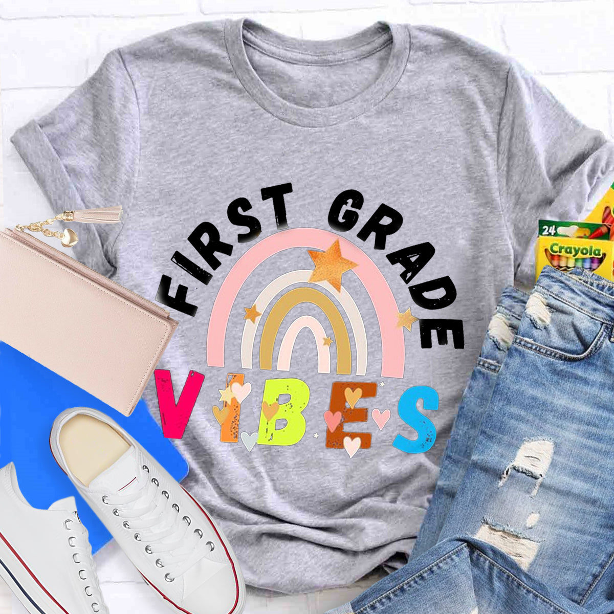 Personalized First Grade Vibes Teacher Shirt