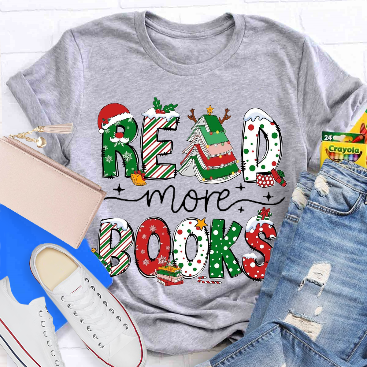 Read More Books Christmas Teacher T-Shirt