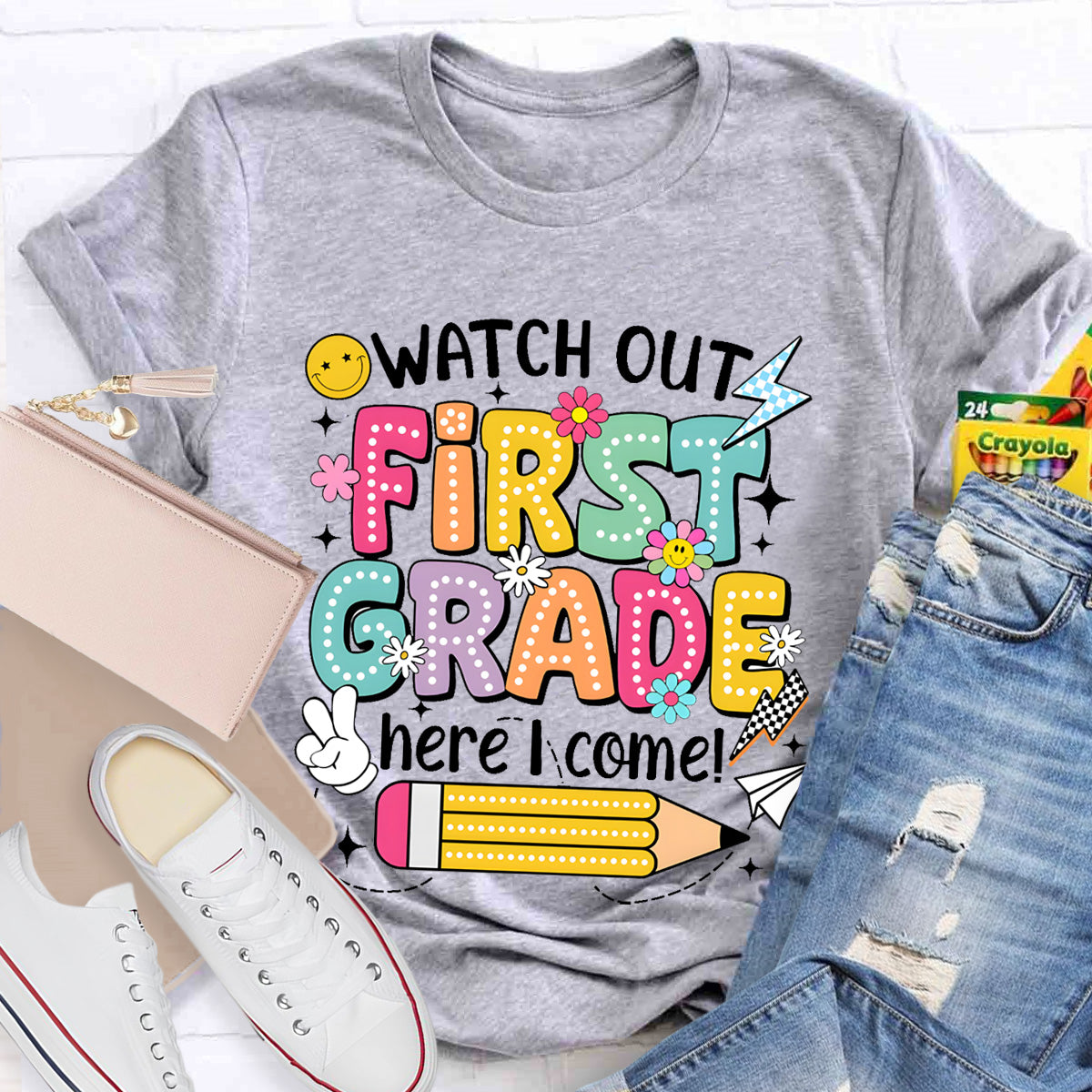 Personalized Grade Watch Out First Grade Here I Come Teacher T-Shirt