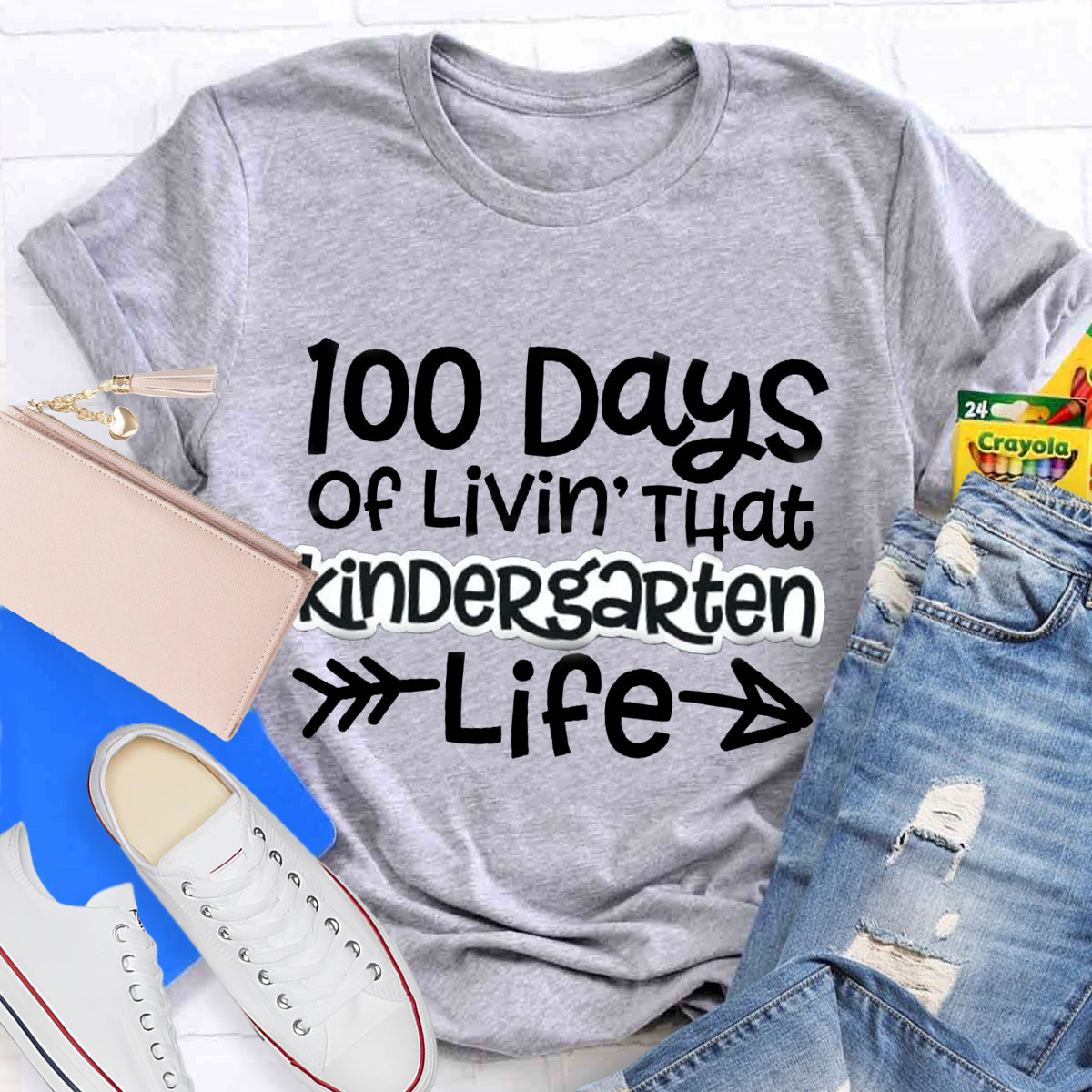 Personalized Grade 100 Days Of Livin' That Kindergarten Life T-Shirt