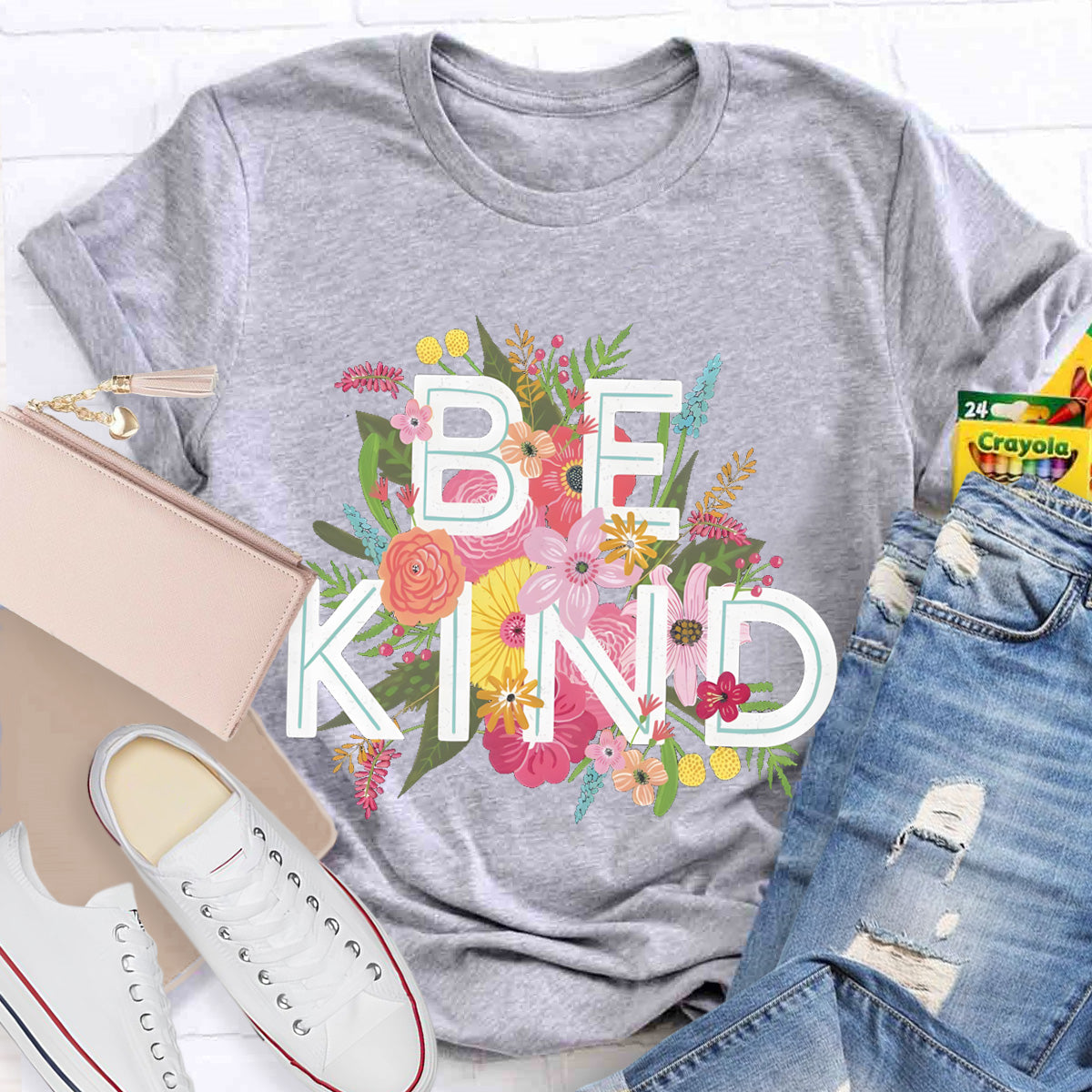 Floral Be Kind Teacher T-Shirt