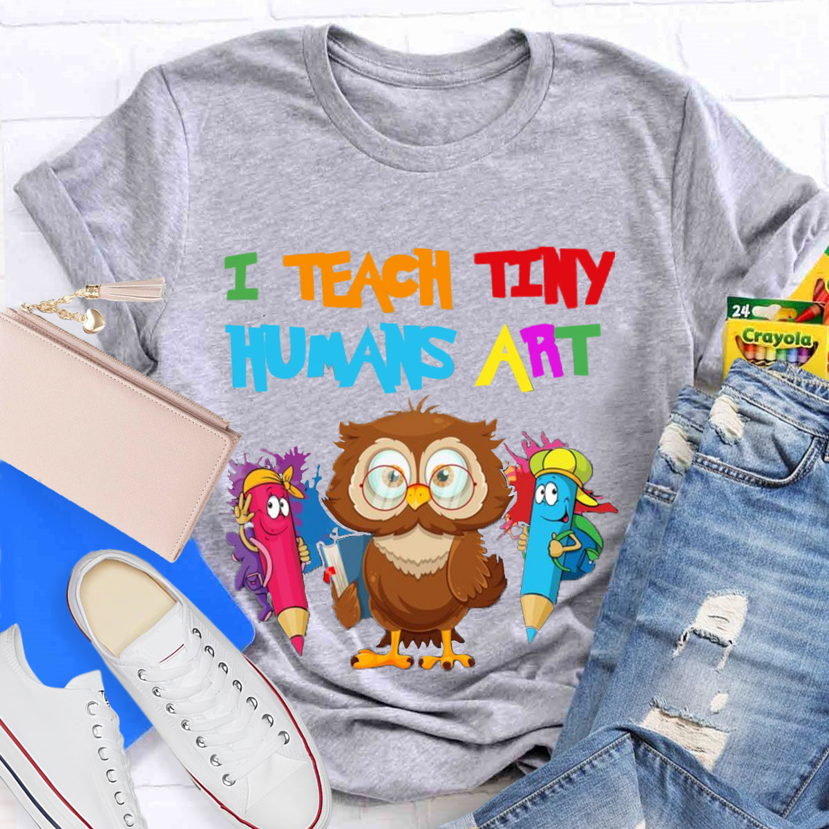 I Teach Tiny Humans Art Teacher T-Shirt