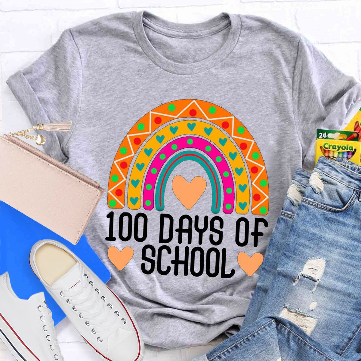 100 Days Of School Rainbow Teacher T-Shirt