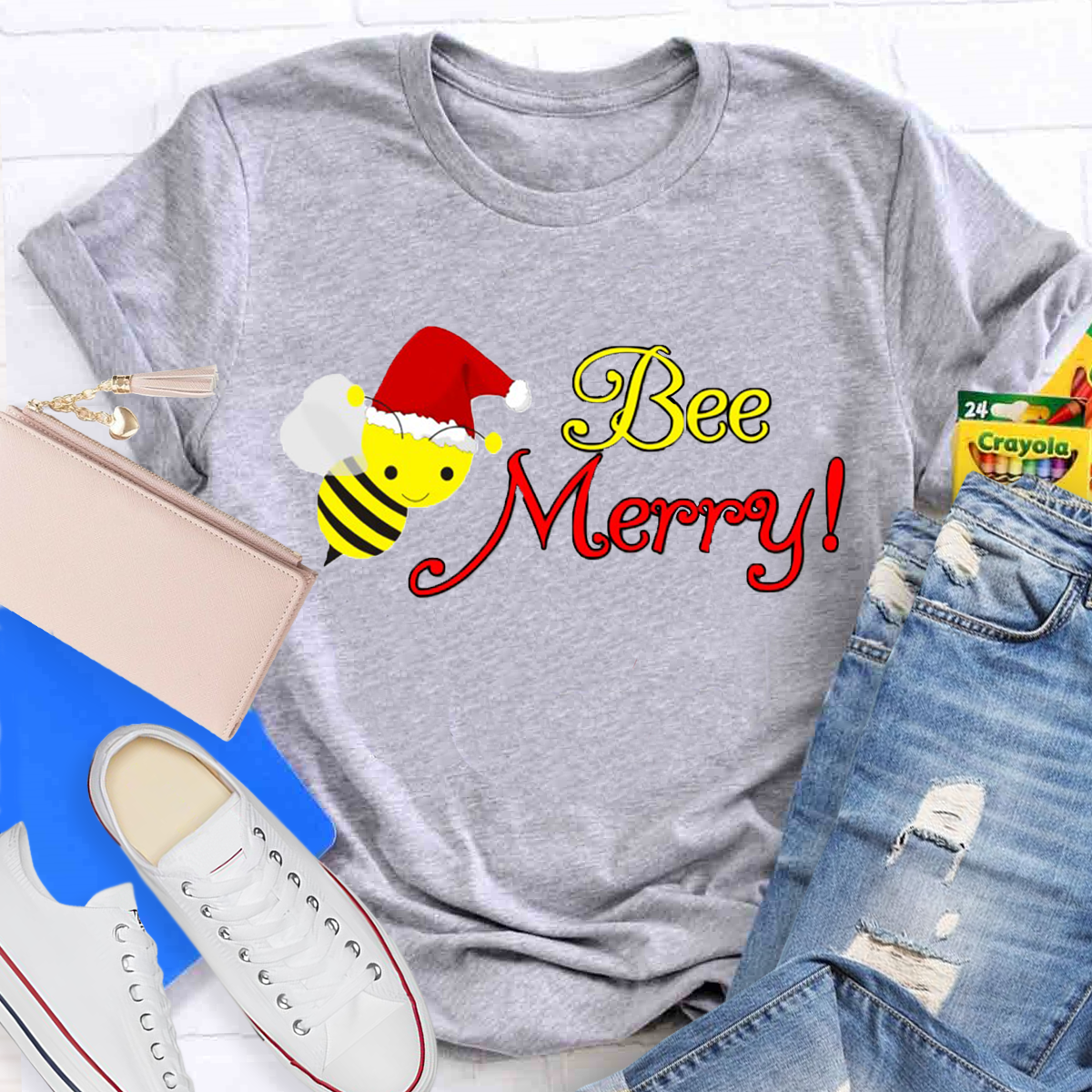 Christams Bee Happy Teacher T-Shirt