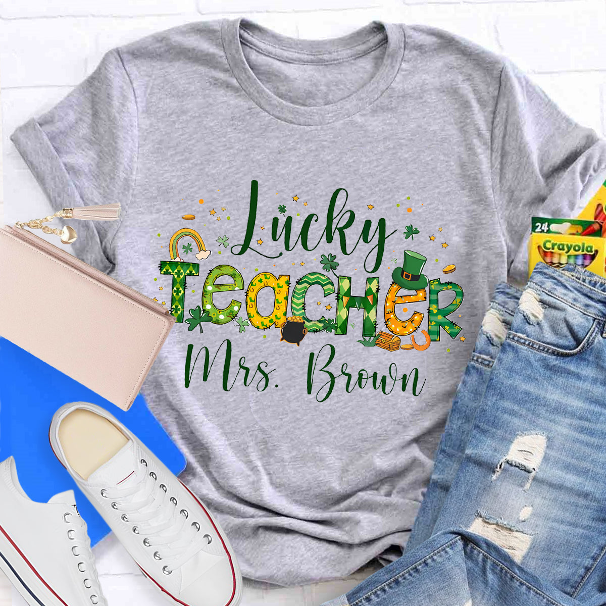 Personalized Lucky Teacher Name T-Shirt