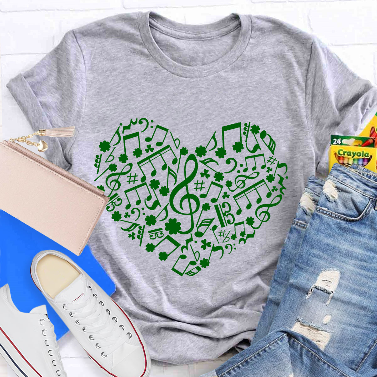 Love Music Notes Shamrock T-Shirt