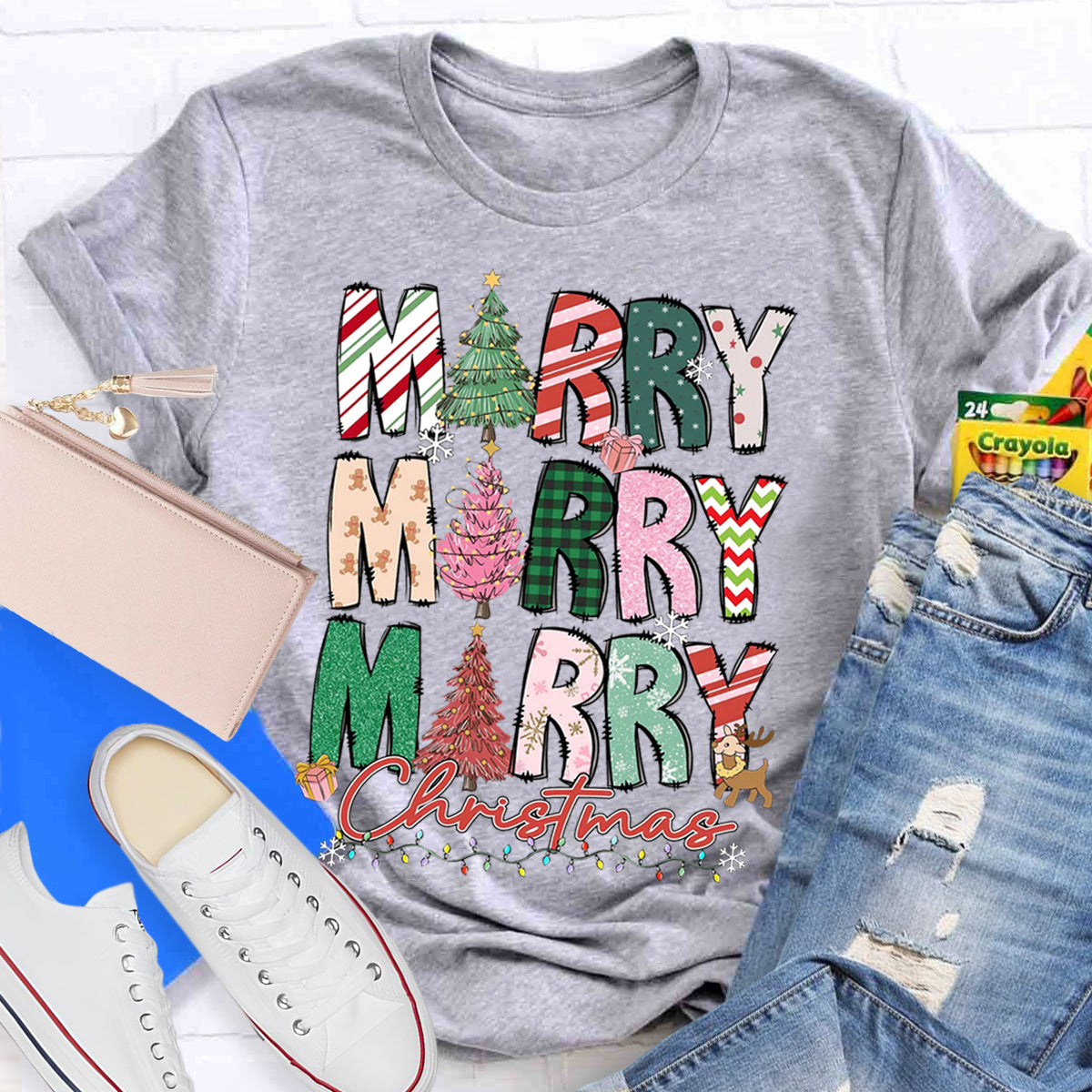 Merry And Bright Teacher T-Shirt