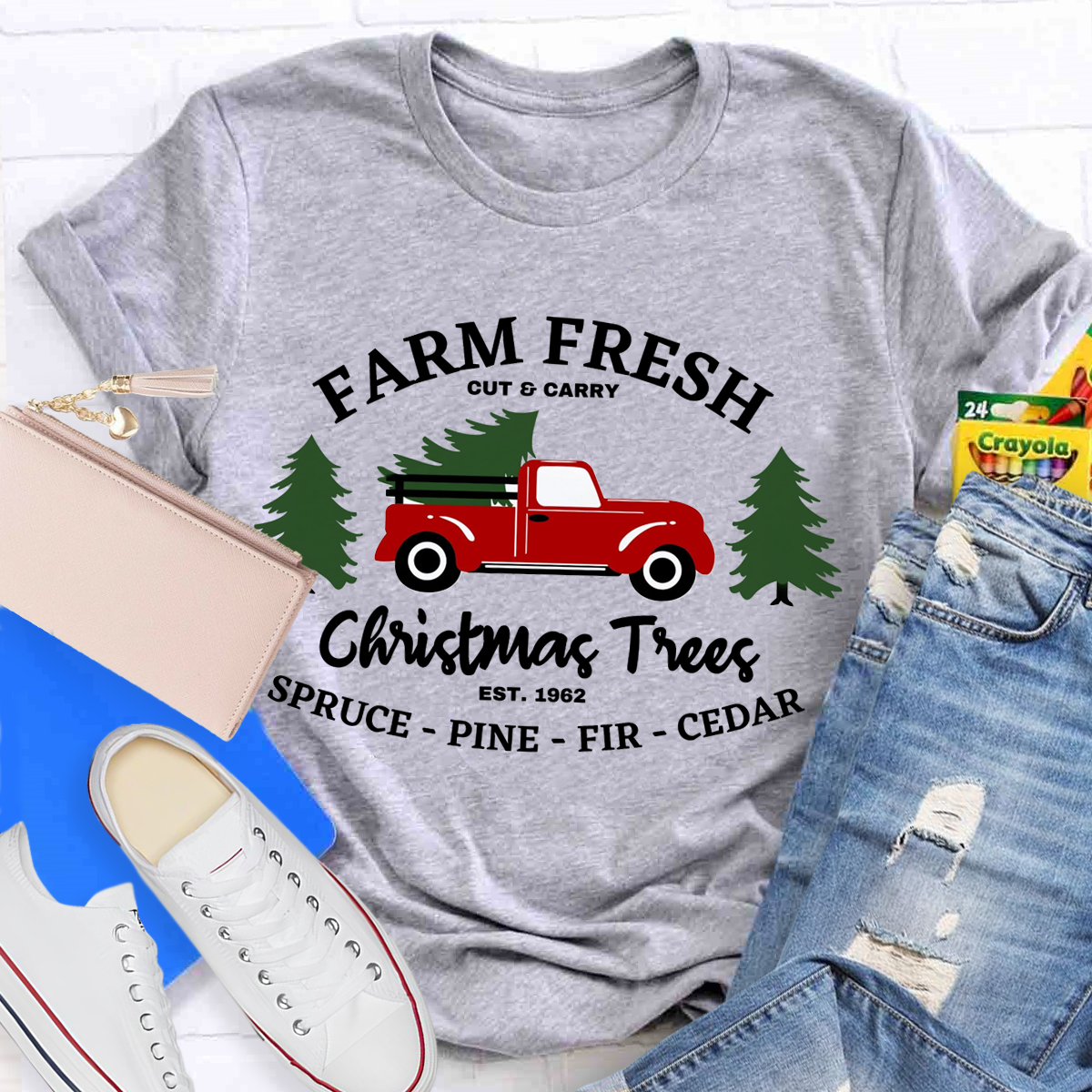 Farm Fresh Christmas Tree Teacher T-Shirt