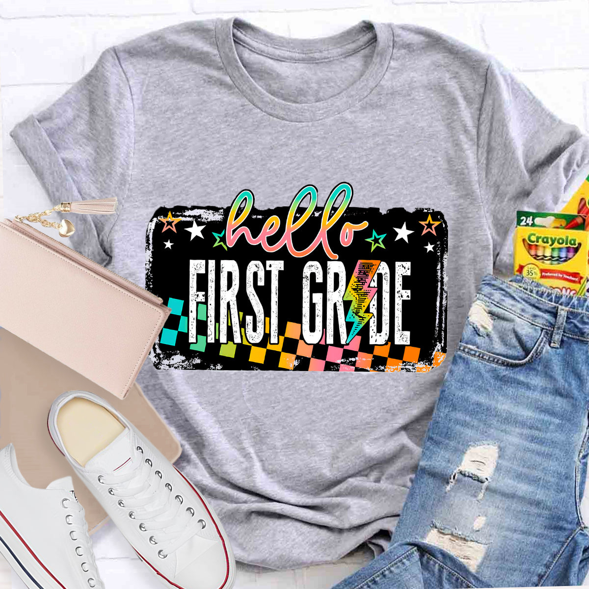 Personalized Grade Hello First Grade Teacher T-Shirt