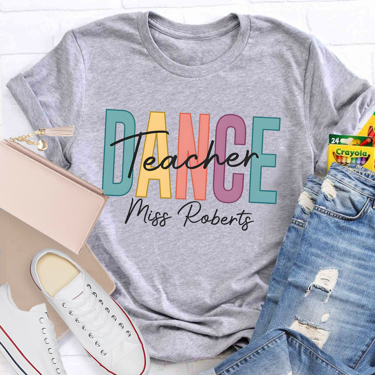 Personalized Name Colorful Letters Dance Teacher T-Shirt