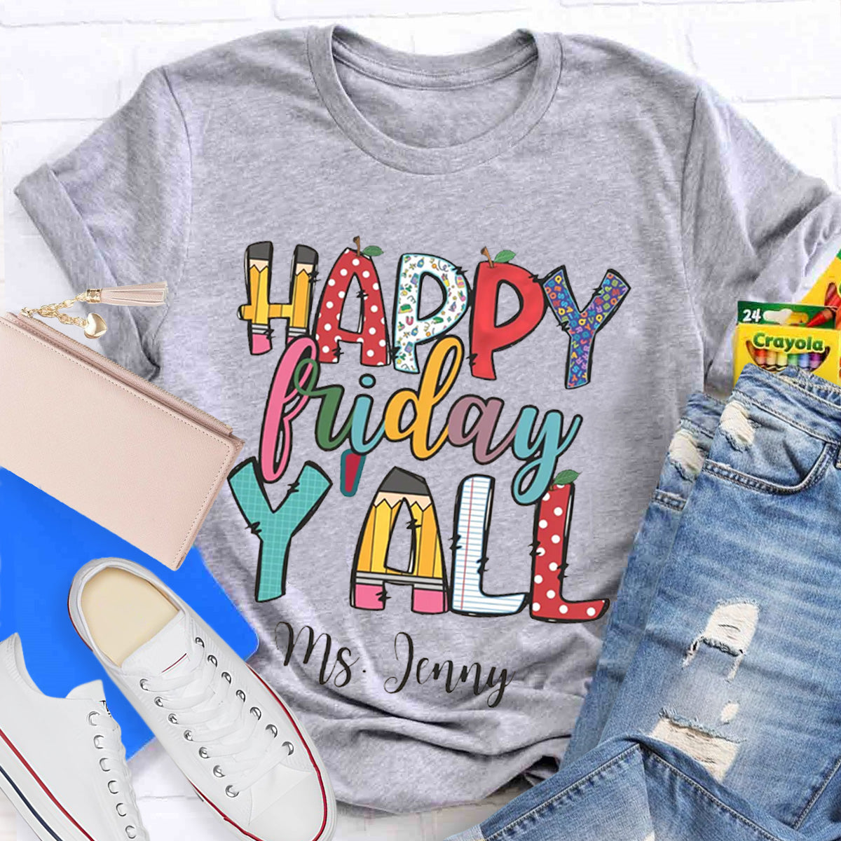 Personalized Name Happy Friday Y'all End Of Week T-Shirt