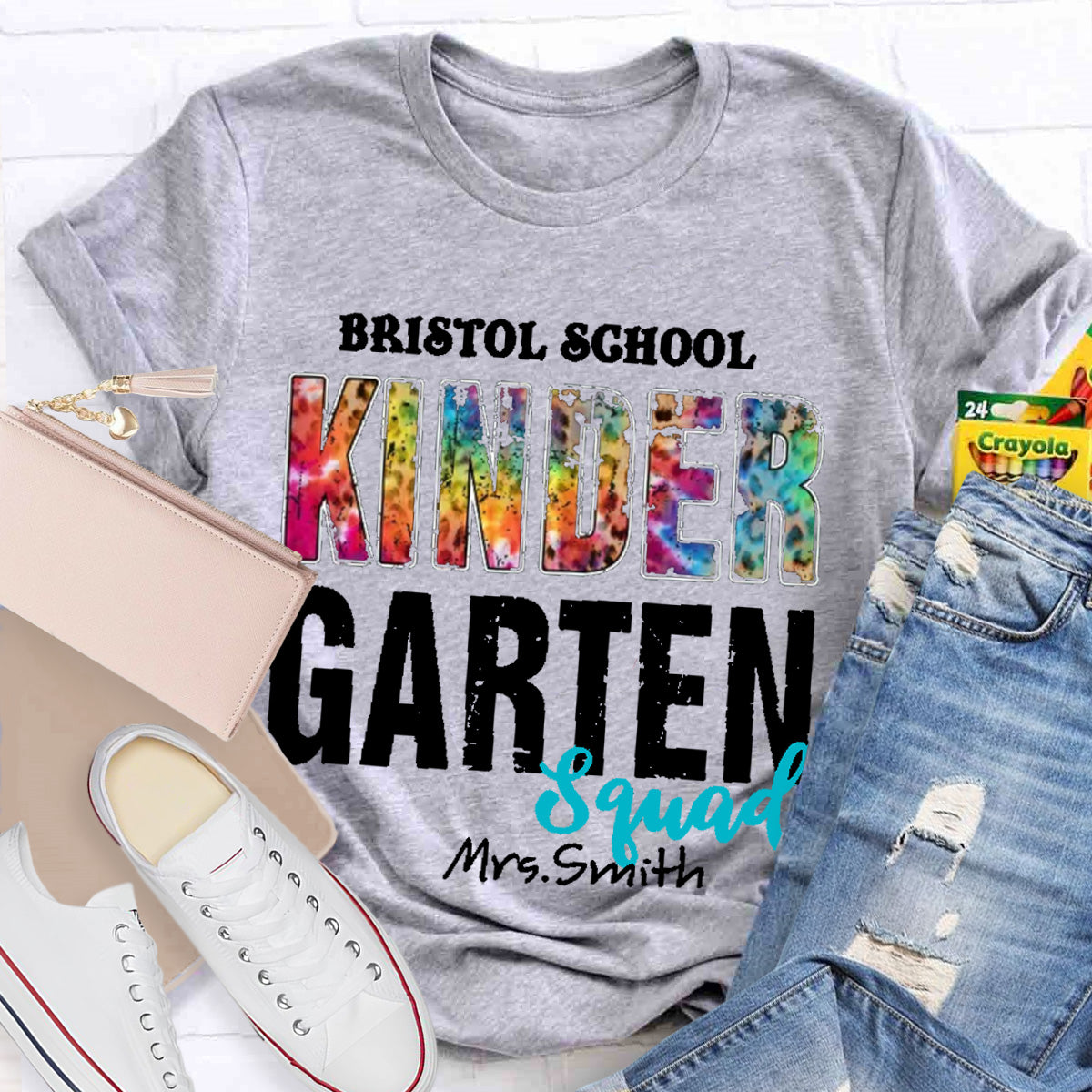 Personalized School Name Teacher Name And Grade Squad Colorful Leopard T-Shirt