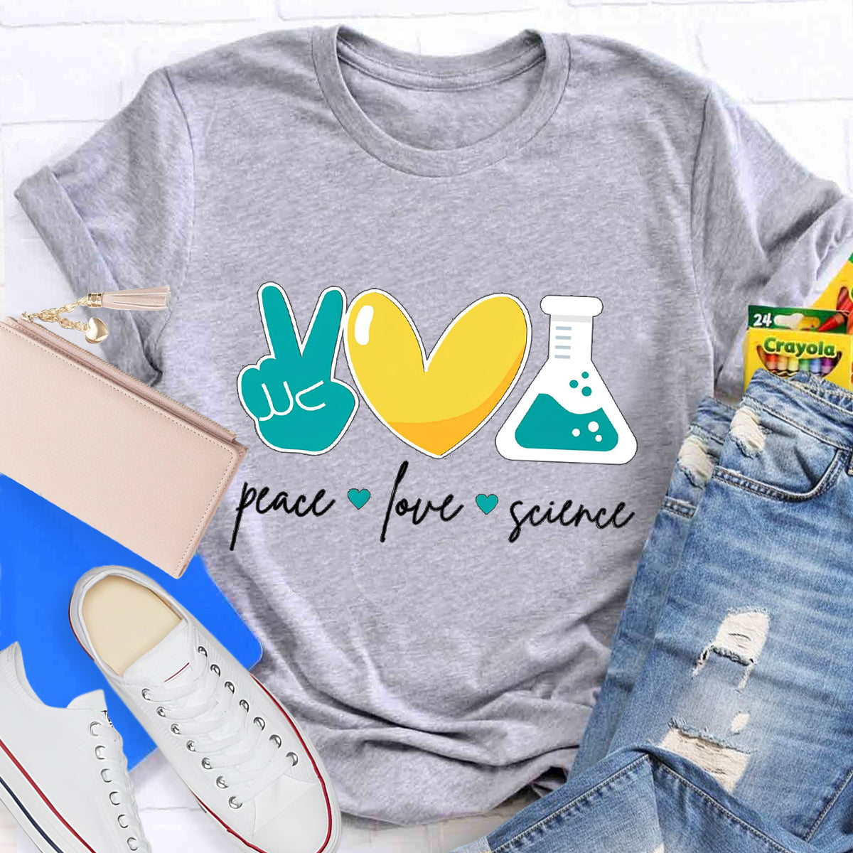 Peace Love Science Teacher T-Shirt