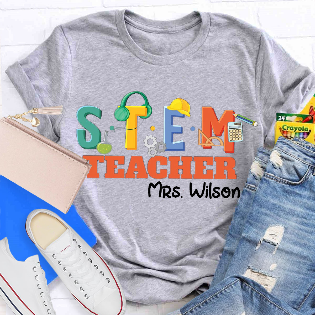 Personalized Name STEM Teacher Pencil T-Shirt