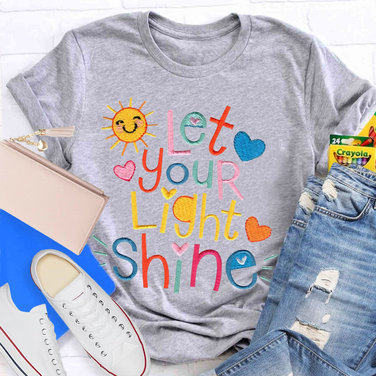 Let Your Light Shine Positive Teacher T-Shirt