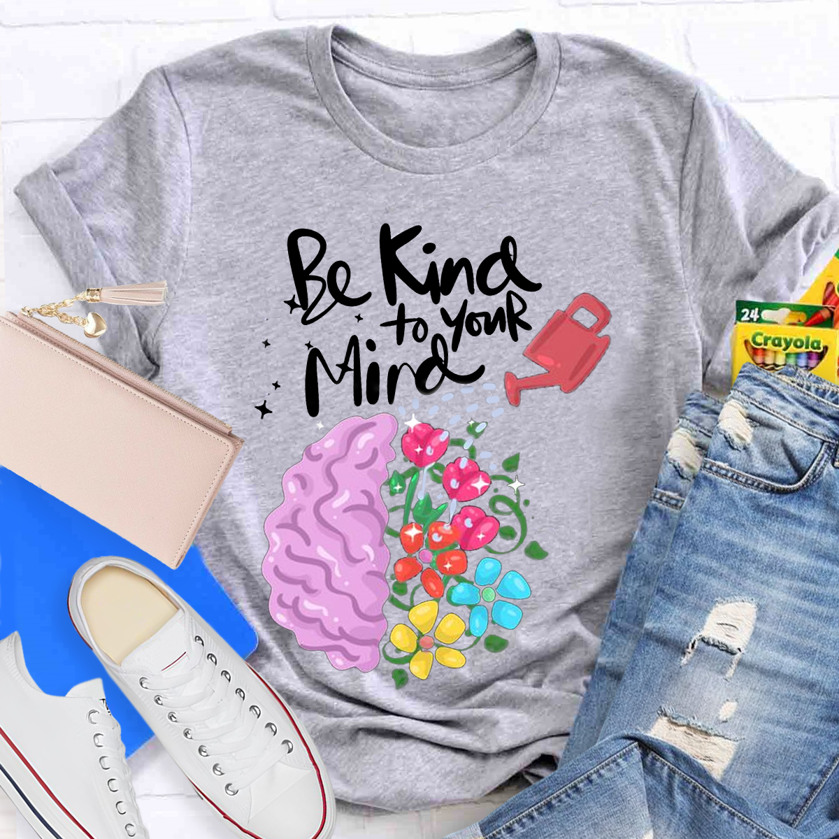 Be Kind To Your Mind Pink Brain T-Shirt