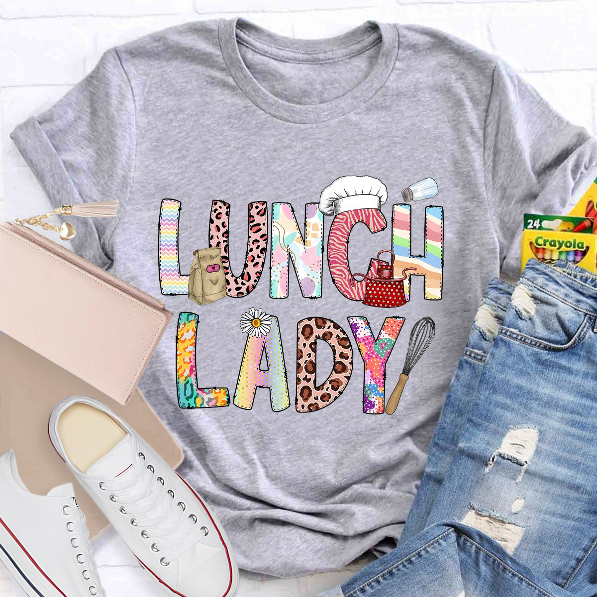 Lunch Lady Flower Teacher T-Shirt