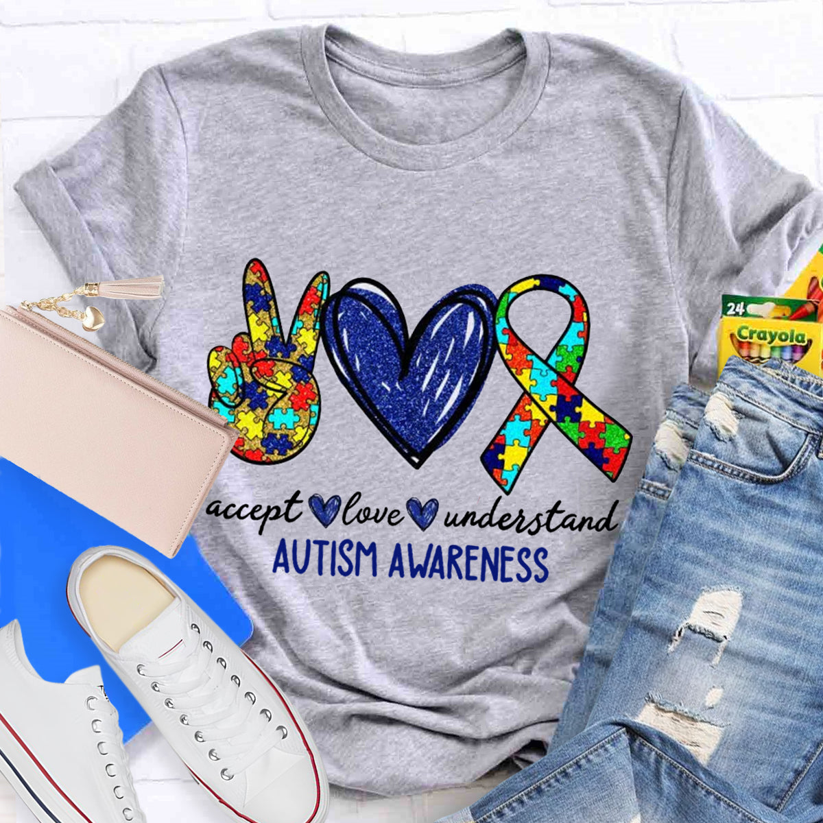 Teach Accept Understand Love Autism Awareness Teacher T-Shirt