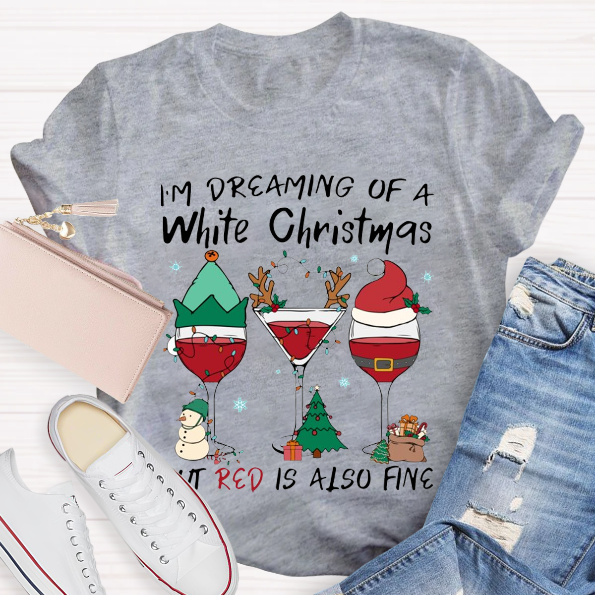 Dear Santa I Just Want Wine Teacher T-Shirt