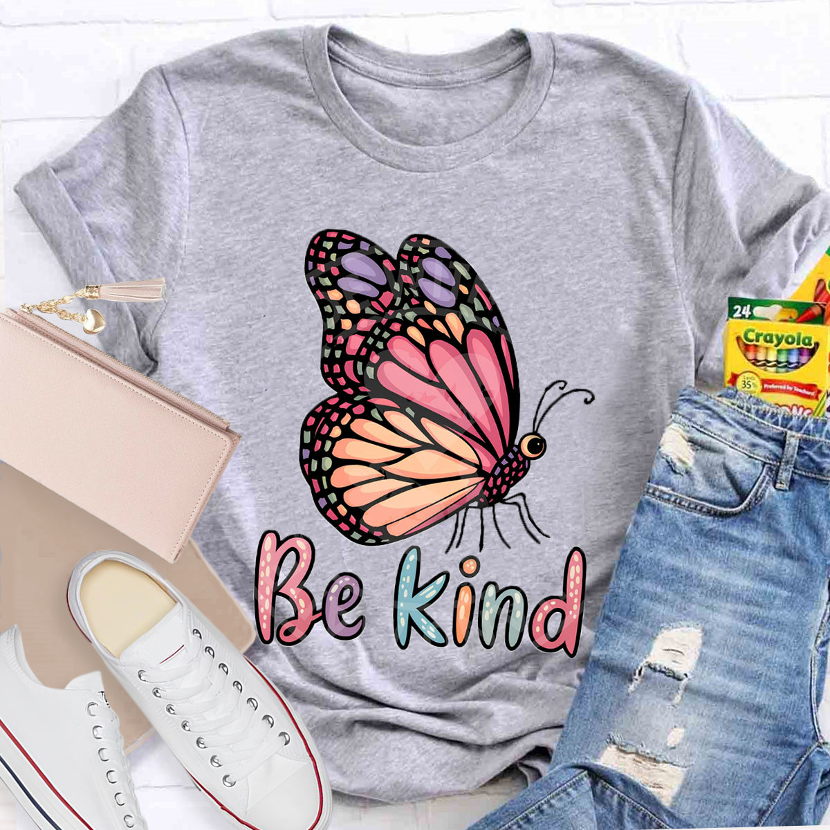 Be Kind Butterfly Printed T-Shirt