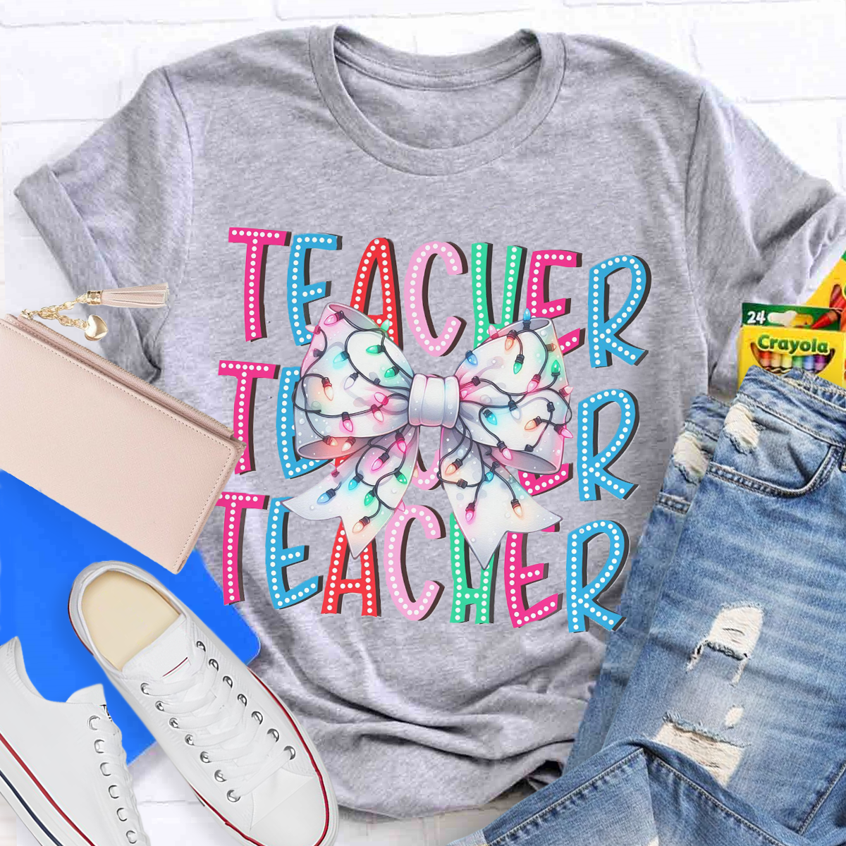 Christams Teacher Bow T-Shirt