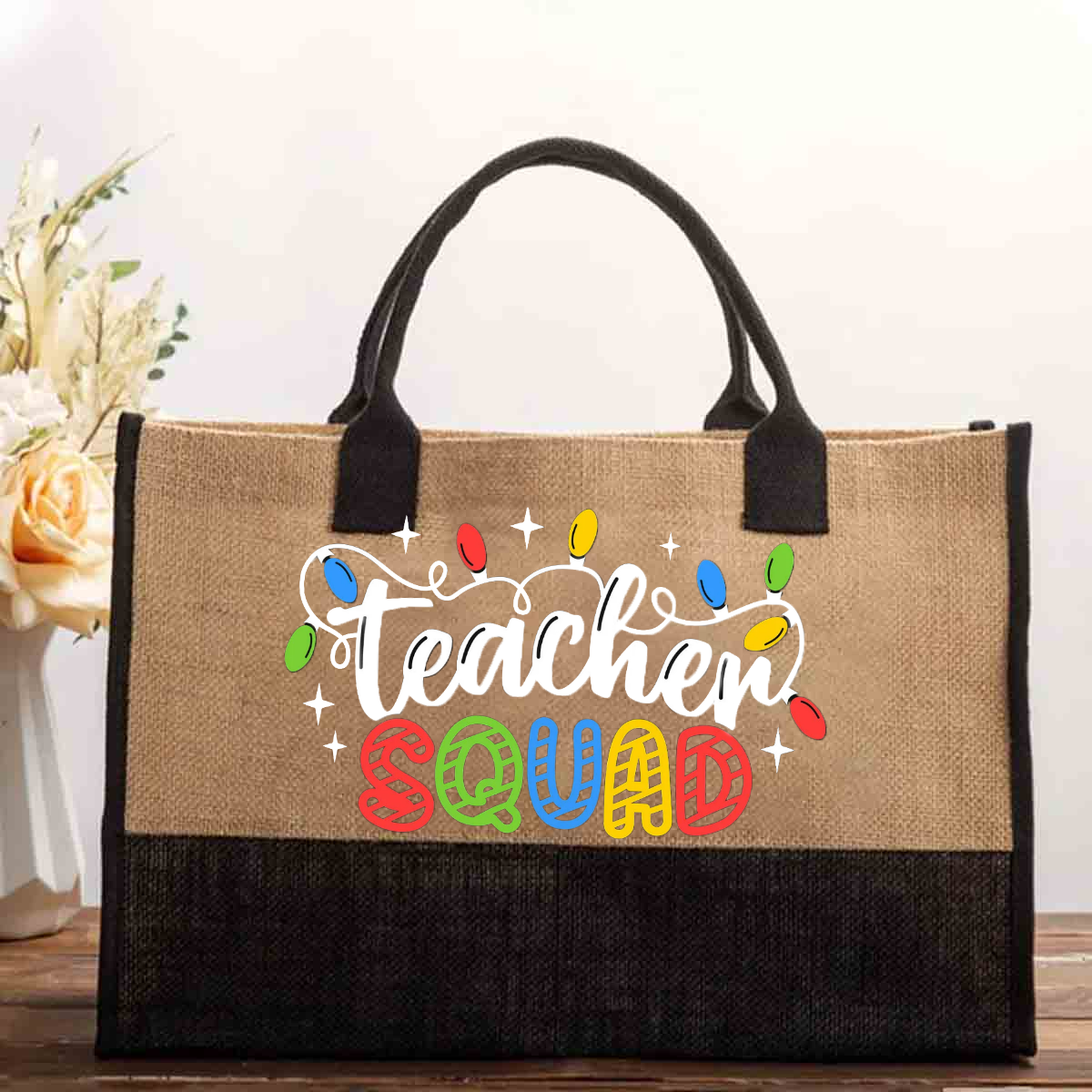 Christmas Teacher Squad Cotton Tote Bag