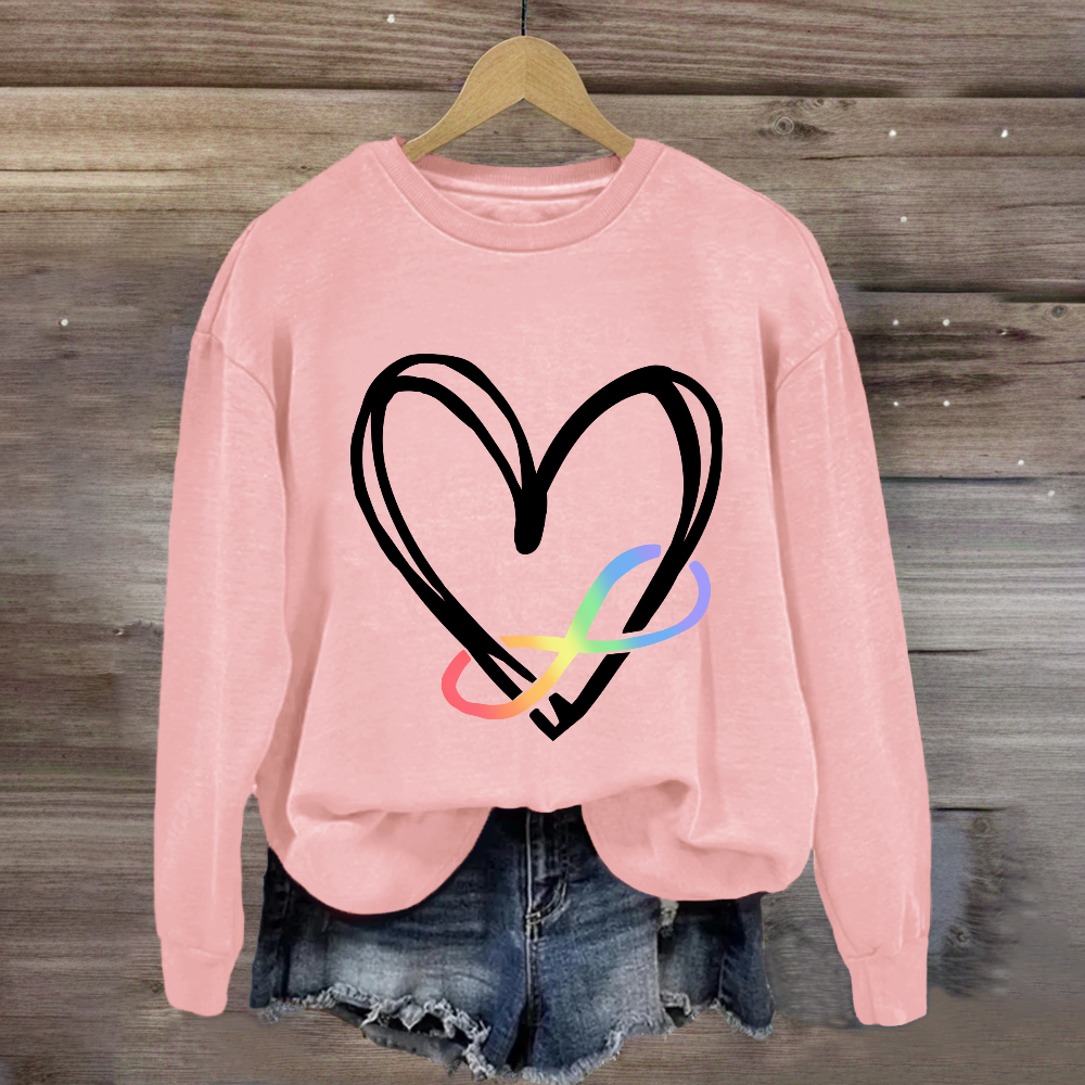 Infinity Heart Autism Awareness Love Needs No Words Sweatshirt