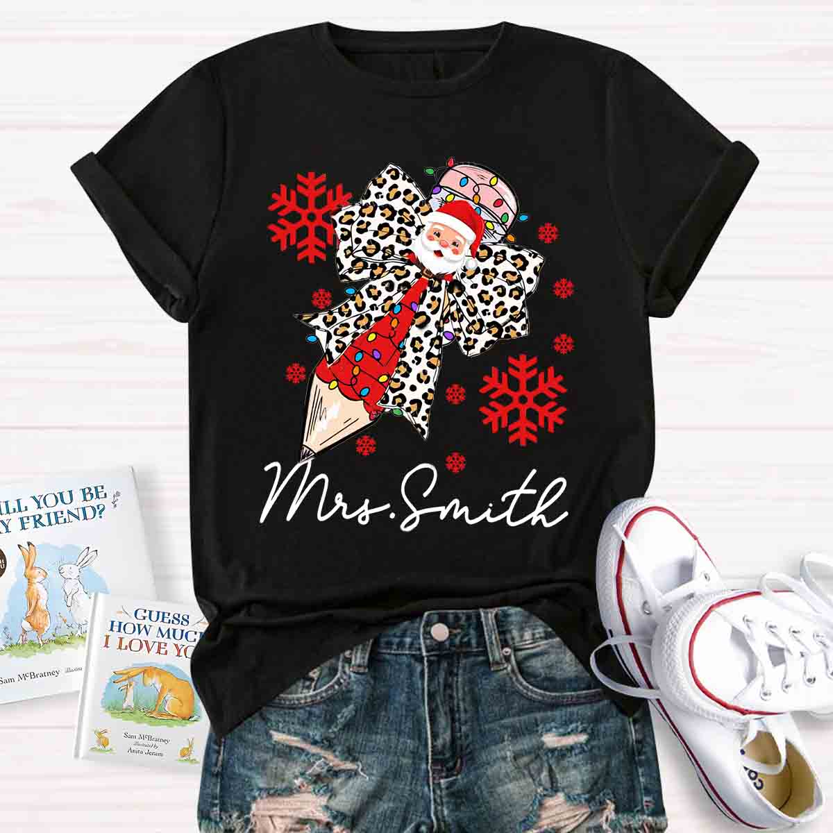 Personalized Name Christmas Pencil T-shirt