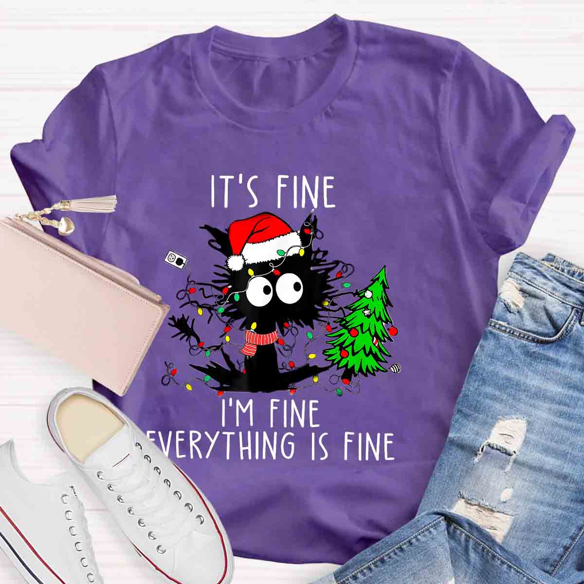 It's Fine I'm Fine Everything Is Fine Christmas T-shirt