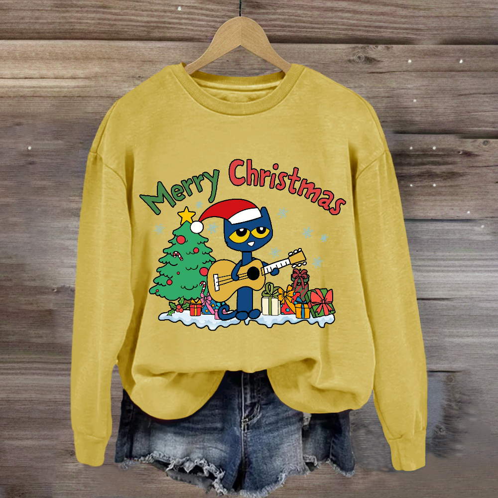 Merry Christmas Pete Groovy Cat Sweatshirt