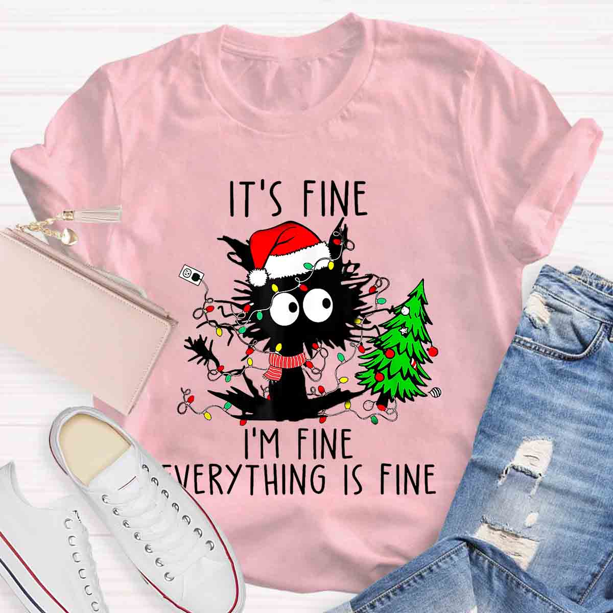 It's Fine I'm Fine Everything Is Fine Christmas T-shirt