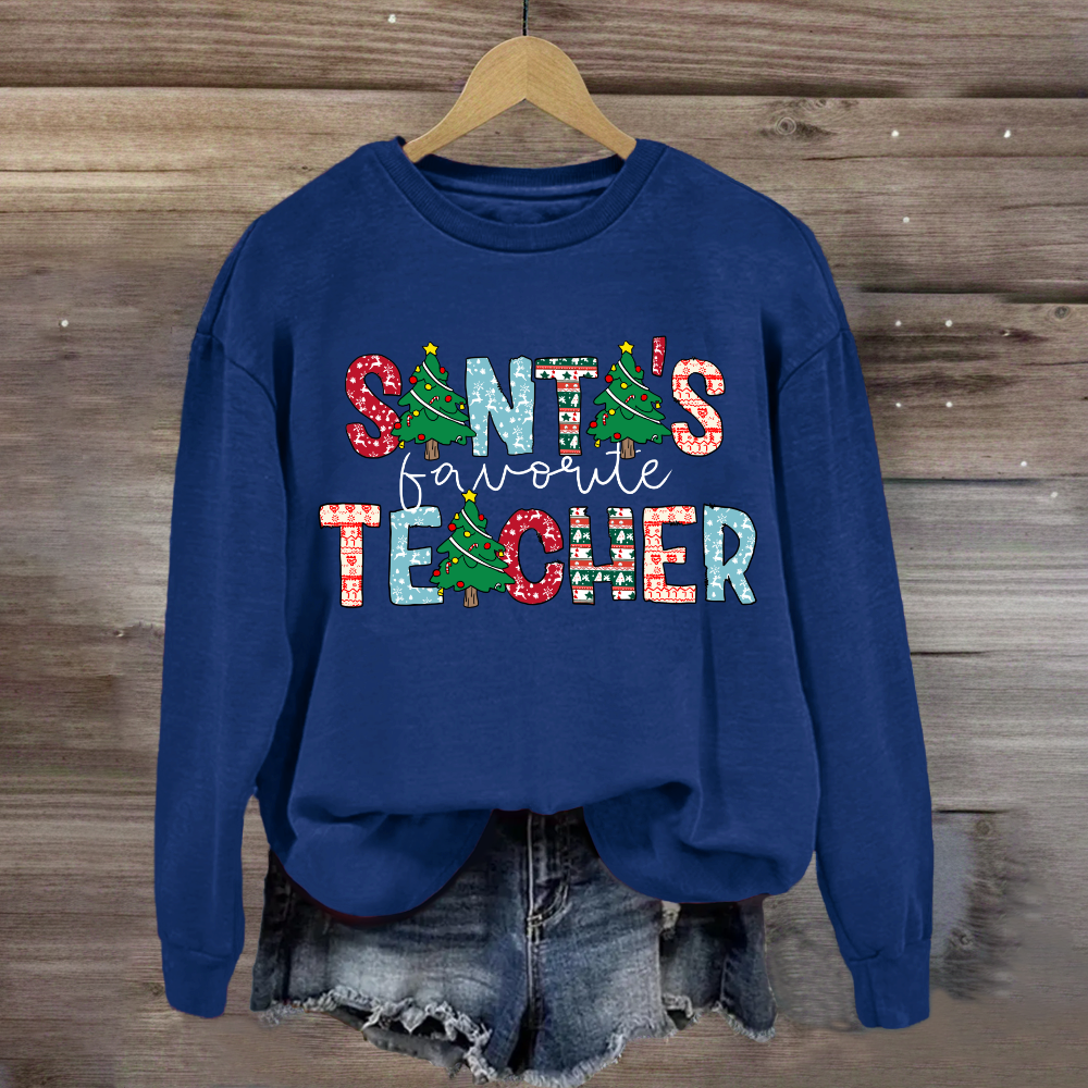 Santa's Favorite Teacher Christmas Tree Sweatshirt