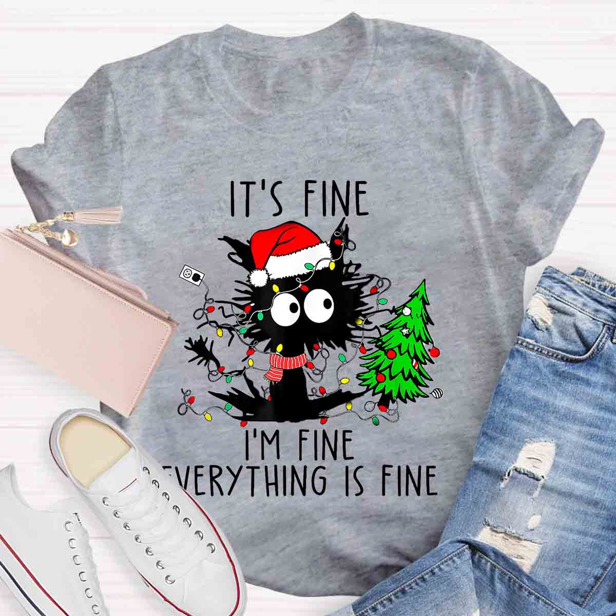 It's Fine I'm Fine Everything Is Fine Christmas T-shirt