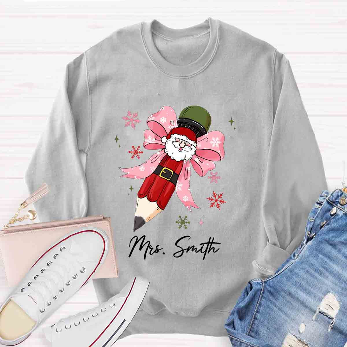 Personalized Name Pencil Teacher Sweatshirt