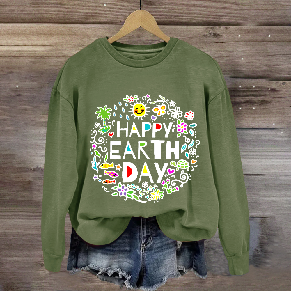 Happy Earth Day Floral Sweatshirt