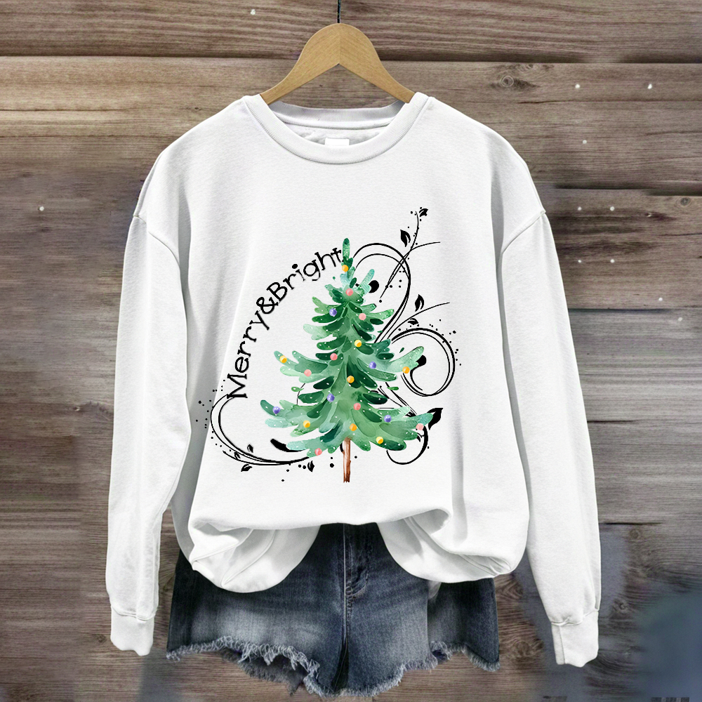 Merry And Bright Christmas Tree Sweatshirt